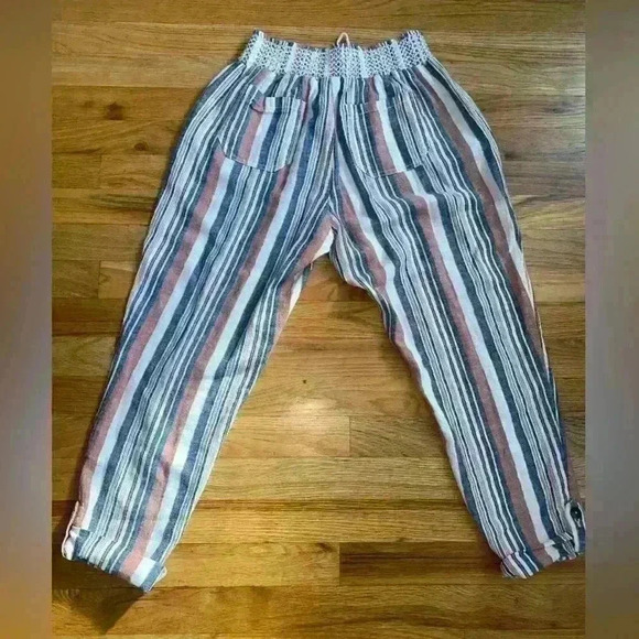 Rewash‎ brand Women’s Linen striped pants, stretch waist, Size M - Picture 4 of 13